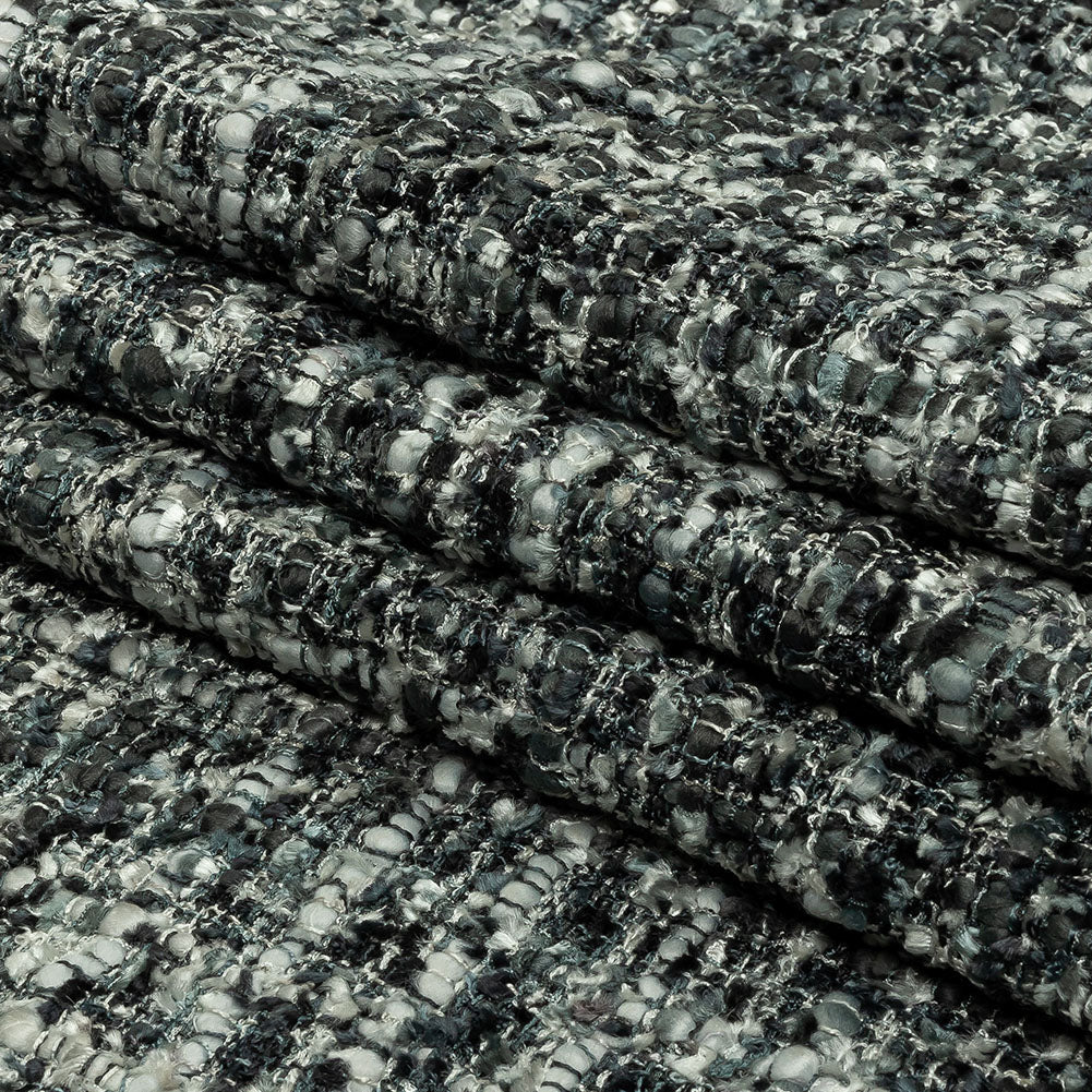 Viscose and Acrylic Chenille Tweed - Phantom, Gray and White - Newcastle Collection
