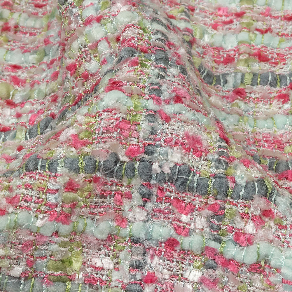 Viscose and Acrylic Chenille Tweed - Baby Pink, White and Sage Green - Newcastle Collection