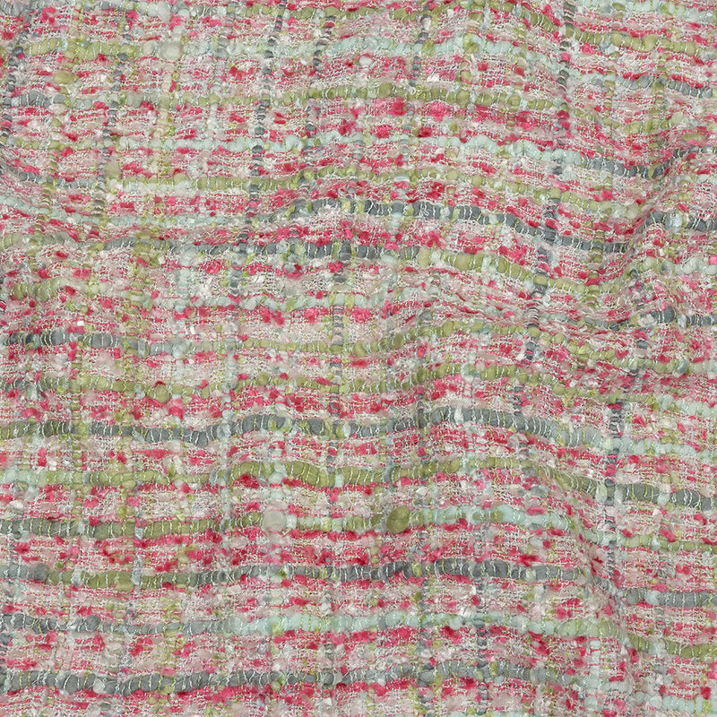 Viscose and Acrylic Chenille Tweed - Baby Pink, White and Sage Green - Newcastle Collection