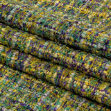Viscose and Acrylic Chenille Tweed - Yellow, Dried Moss and Purple - Newcastle Collection
