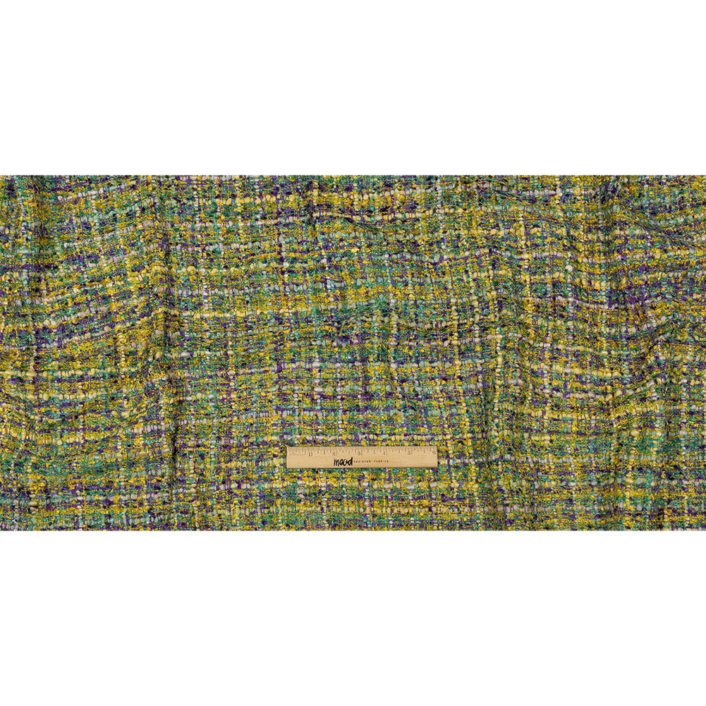 Viscose and Acrylic Chenille Tweed - Yellow, Dried Moss and Purple - Newcastle Collection