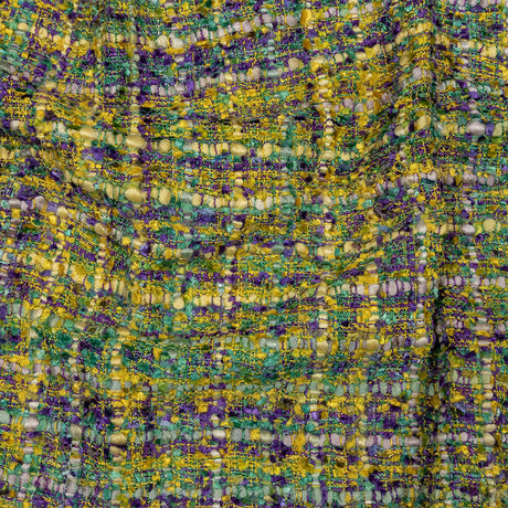 Viscose and Acrylic Chenille Tweed - Yellow, Dried Moss and Purple - Newcastle Collection