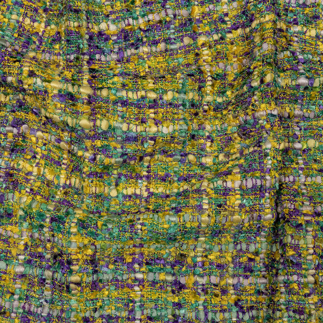 Viscose and Acrylic Chenille Tweed - Yellow, Dried Moss and Purple - Newcastle Collection