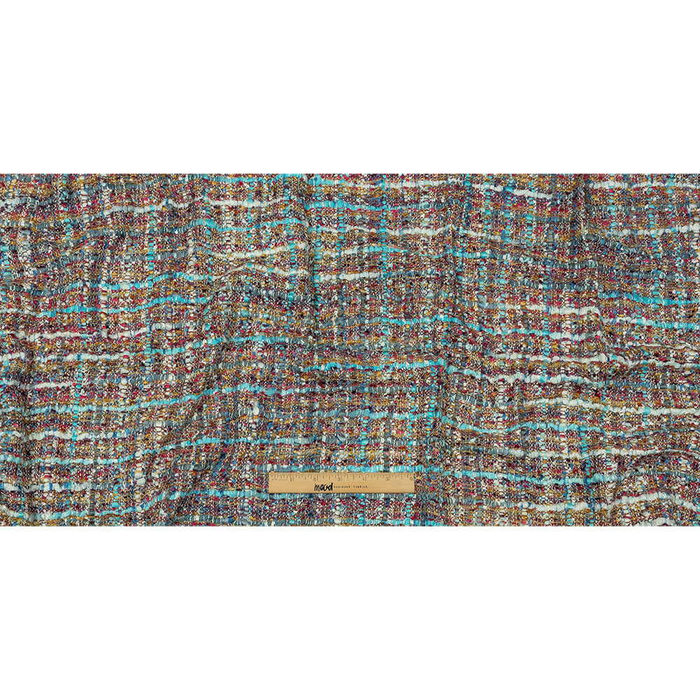 Viscose and Acrylic Chenille Tweed - Sky, Bronze Mist, and Magenta - Newcastle Collection