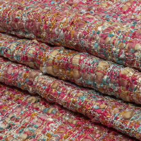 Viscose and Acrylic Chenille Tweed - Almond Buff, Pink and Sea Pine - Newcastle Collection