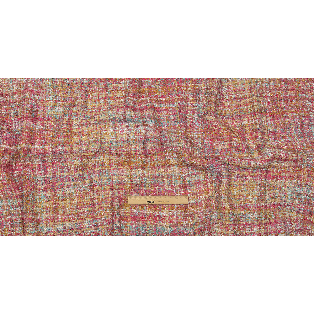 Viscose and Acrylic Chenille Tweed - Almond Buff, Pink and Sea Pine - Newcastle Collection