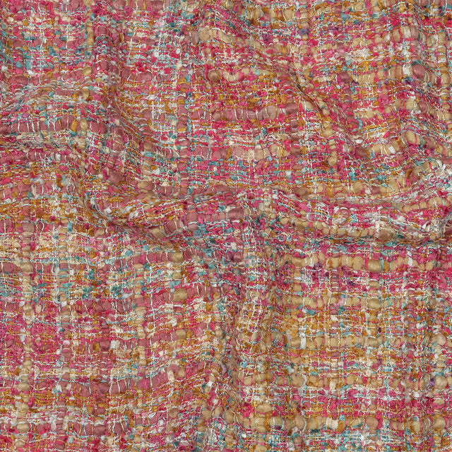 Viscose and Acrylic Chenille Tweed - Almond Buff, Pink and Sea Pine - Newcastle Collection