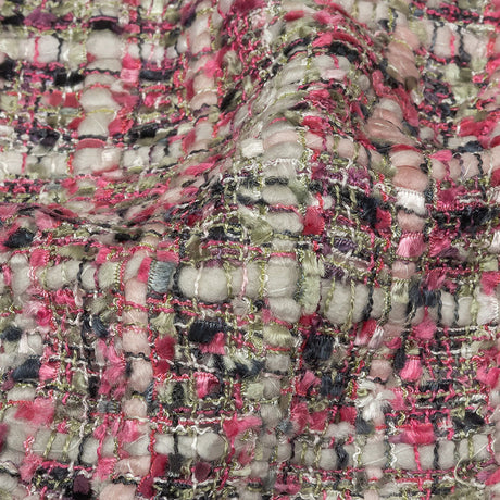 Viscose and Acrylic Chenille Tweed - Gray, Pale Sage and Orchid Pink - Newcastle Collection