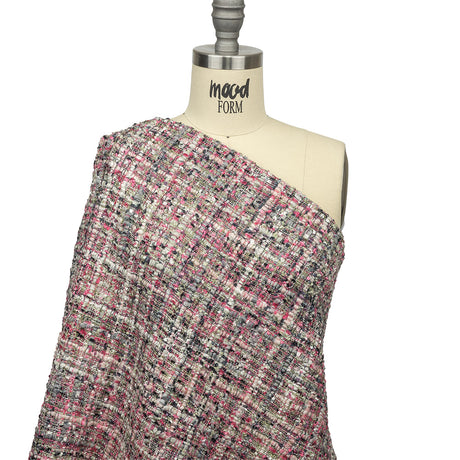 Viscose and Acrylic Chenille Tweed - Gray, Pale Sage and Orchid Pink - Newcastle Collection