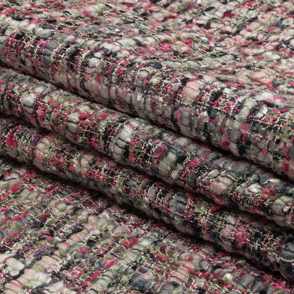 Viscose and Acrylic Chenille Tweed - Gray, Pale Sage and Orchid Pink - Newcastle Collection