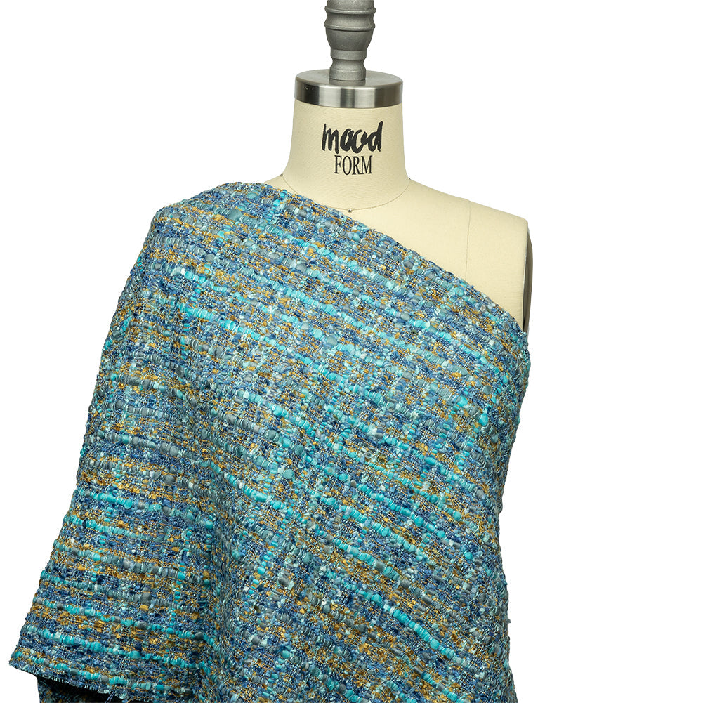 Viscose and Acrylic Chenille Tweed - Blue, Mustard and Arctic Green - Newcastle Collection