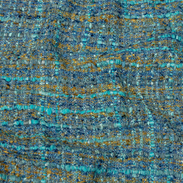 Viscose and Acrylic Chenille Tweed - Blue, Mustard and Arctic Green - Newcastle Collection