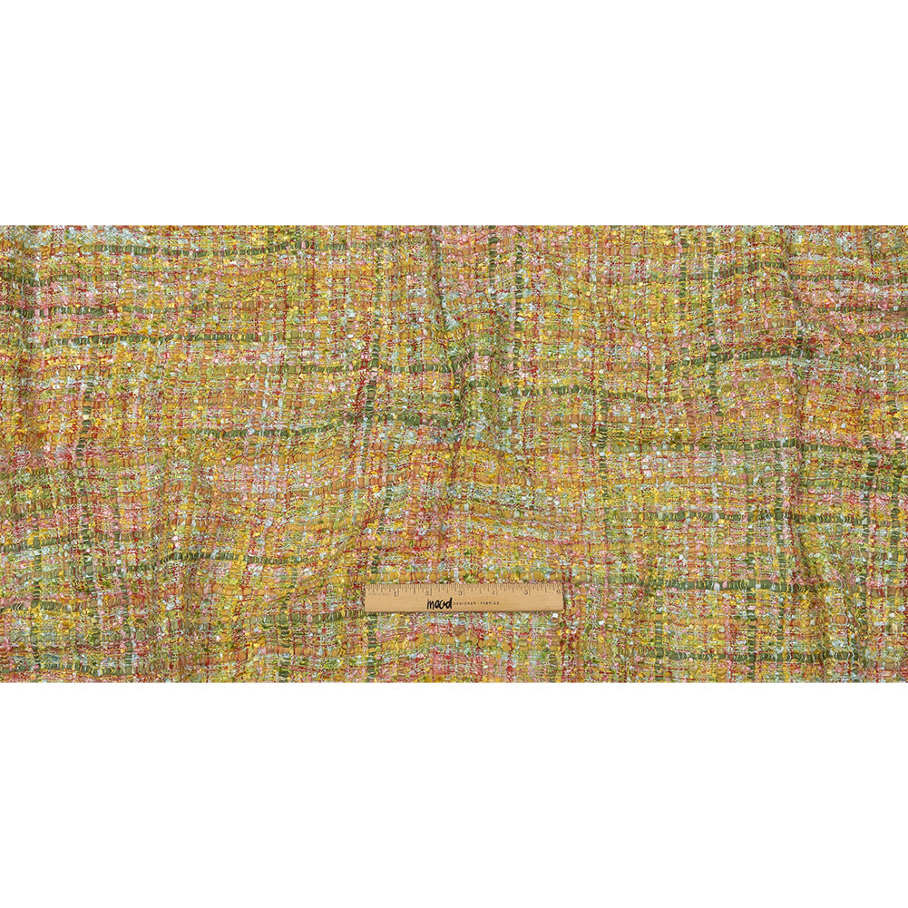 Viscose and Acrylic Chenille Tweed - Yellow, Minced Herb and Pink - Newcastle Collection