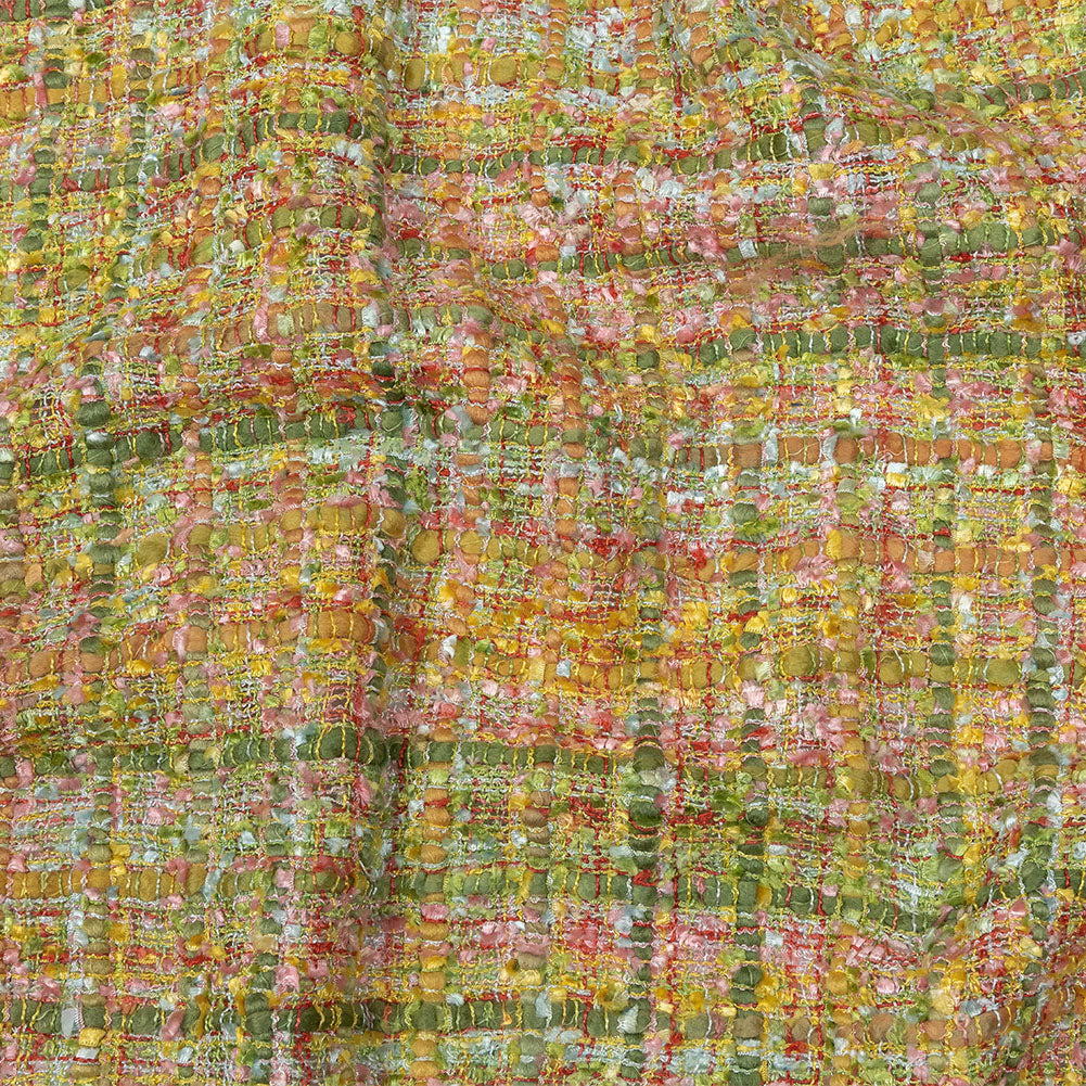 Viscose and Acrylic Chenille Tweed - Yellow, Minced Herb and Pink - Newcastle Collection