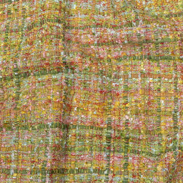Viscose and Acrylic Chenille Tweed - Yellow, Minced Herb and Pink - Newcastle Collection