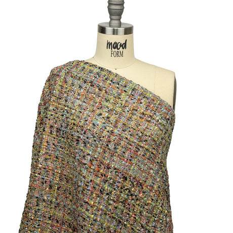 Viscose and Acrylic Chenille Tweed - Rainbow and Black Ink - Newcastle Collection