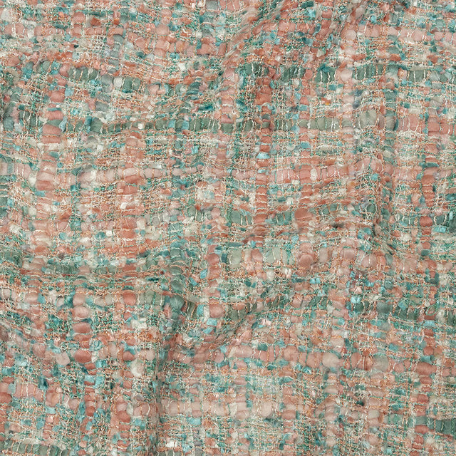 Viscose and Acrylic Chenille Tweed - Rose Tan and Light Teal - Newcastle Collection