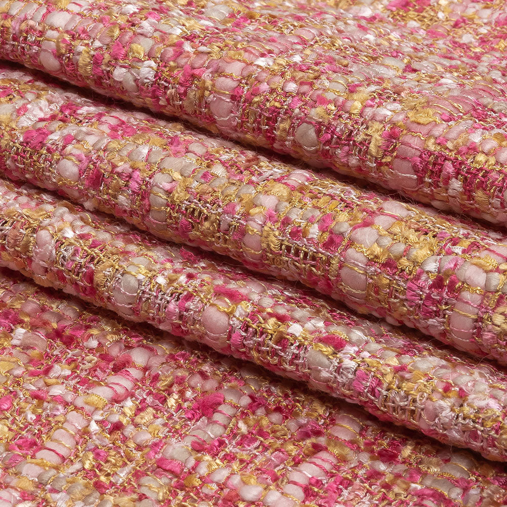 Viscose and Acrylic Chenille Tweed - Pink, Magenta and Yellow - Newcastle Collection