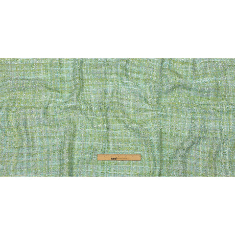 Viscose and Acrylic Chenille Tweed - Apple Green, Seafoam, and Light Gray - Newcastle Collection