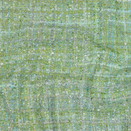 Viscose and Acrylic Chenille Tweed - Apple Green, Seafoam, and Light Gray - Newcastle Collection