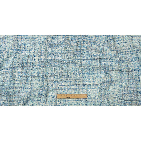 Viscose and Acrylic Chenille Tweed - Bijou Blue, White and Gray - Newcastle Collection