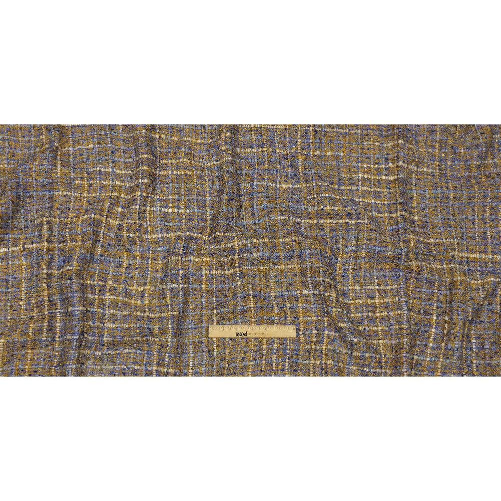Viscose and Acrylic Chenille Tweed - Blue and Mustard Metallic - Newcastle Collection