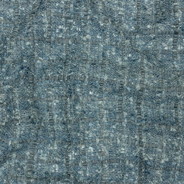 Viscose and Acrylic Chenille Tweed - Flint Stone and Baby Blue Metallic - Newcastle Collection