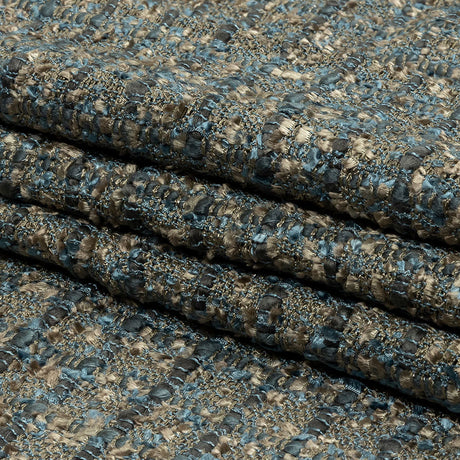 Viscose and Acrylic Chenille Tweed - Taupe and Blue Metallic - Newcastle Collection