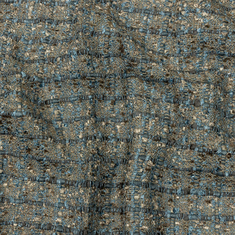 Viscose and Acrylic Chenille Tweed - Taupe and Blue Metallic - Newcastle Collection