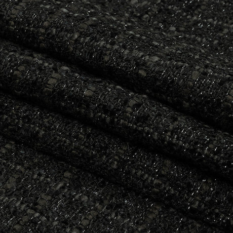 Viscose and Acrylic Chenille Tweed - Charcoal, Black Bean and Metallic Silver - Newcastle Collection
