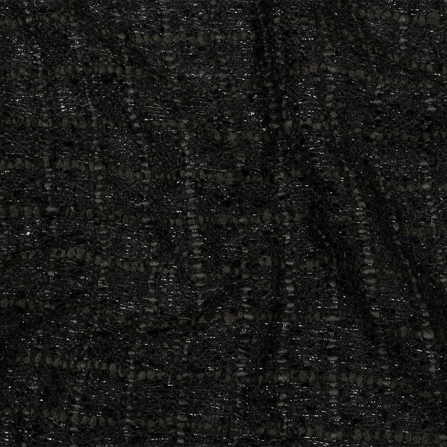 Viscose and Acrylic Chenille Tweed - Charcoal, Black Bean and Metallic Silver - Newcastle Collection