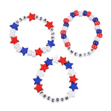 Patriotic Plastic Red, White & Blue Beaded Bracelet Assortment – 12 Pieces