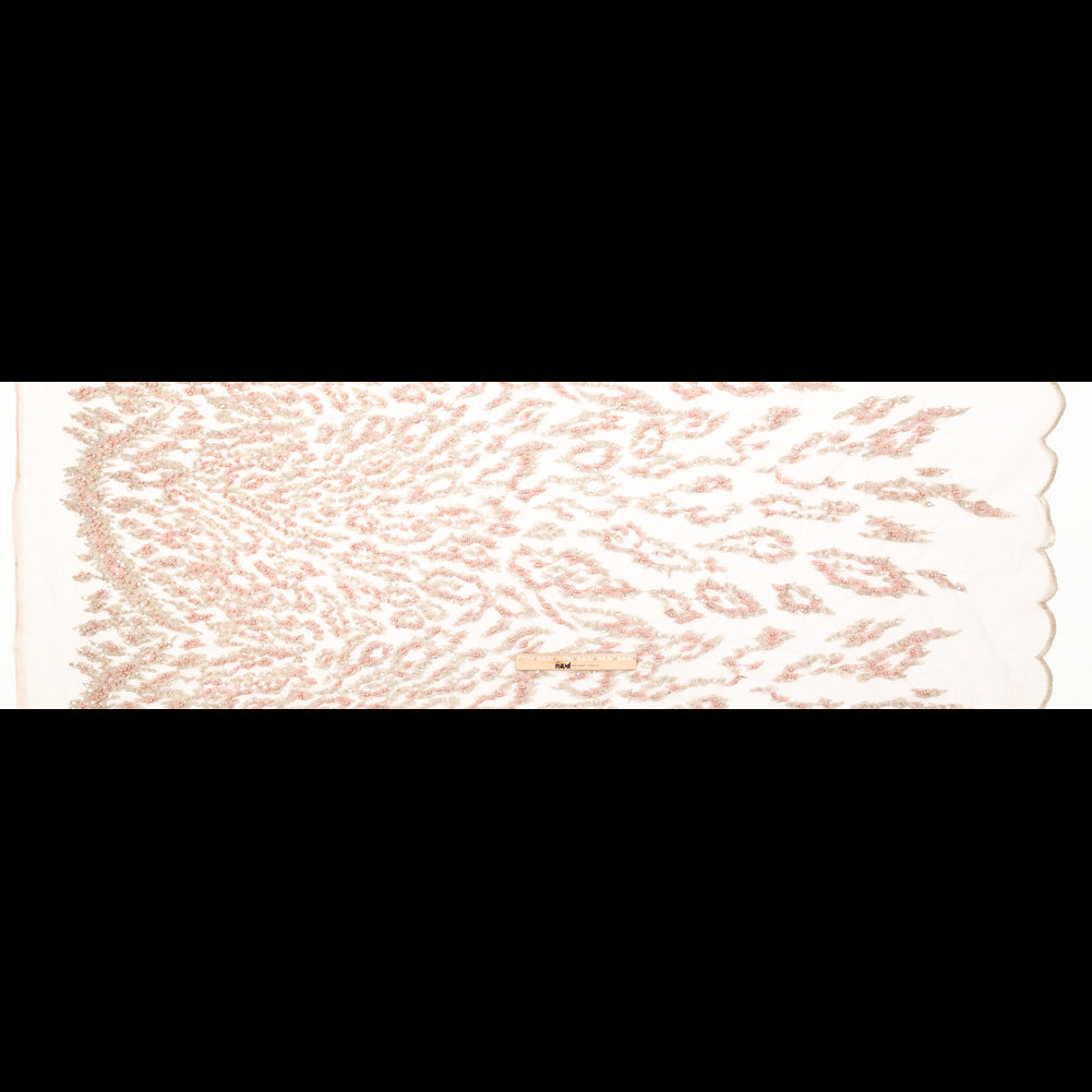Fancy Etherea Abstract Beaded and Embroidered Tulle with Scalloped Edges