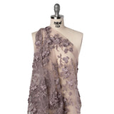3D Embroidered Lace with Beads and Scalloped Edges - Lilac Floral