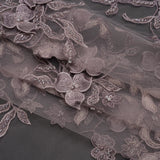 3D Embroidered Lace with Beads and Scalloped Edges - Lilac Floral