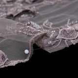 3D Embroidered Lace with Beads and Scalloped Edges - Lilac Floral