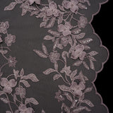 3D Embroidered Lace with Beads and Scalloped Edges - Lilac Floral