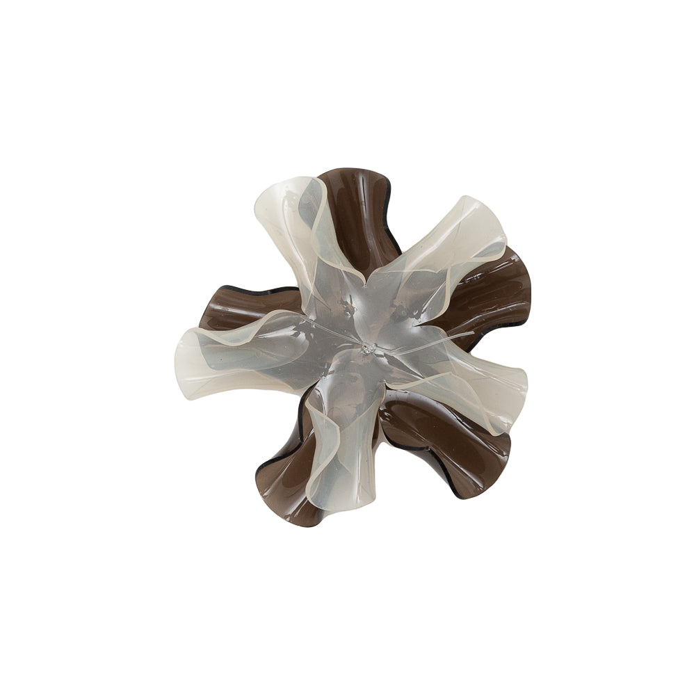 Italian Black and White 3D Flower Applique - 2.875"