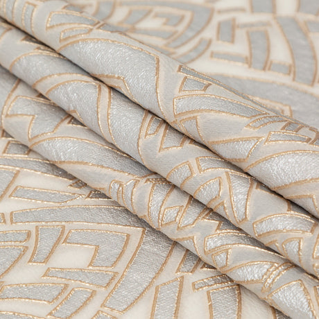 Metallic Gold, Silver and Ecru Geometric Luxury Brocade