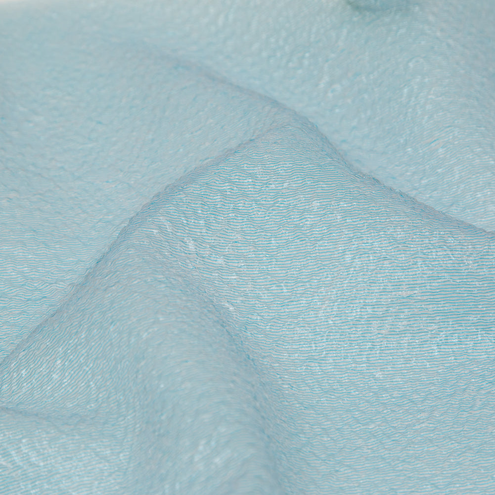 Metallic Blue Striped Bubble Wrap Organza Brocade