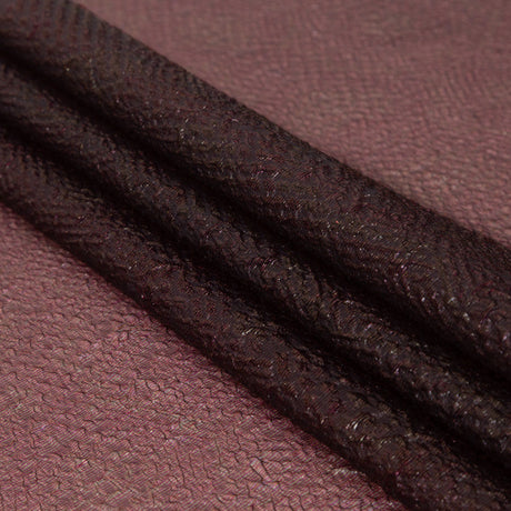 Metallic Wine Striped Bubble Wrap Organza Brocade