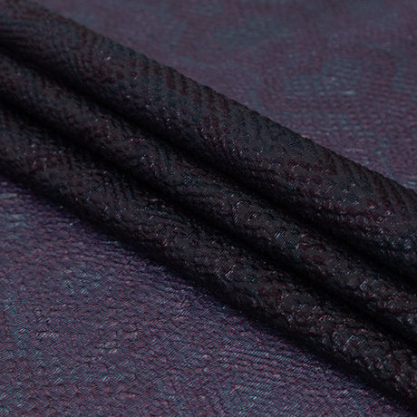 Metallic Purple and Blue Striped Bubble Wrap Organza Brocade