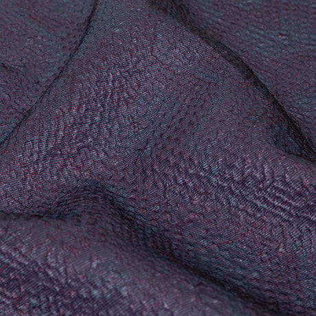 Metallic Purple and Blue Striped Bubble Wrap Organza Brocade