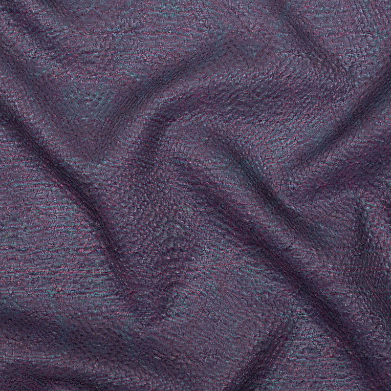 Metallic Purple and Blue Striped Bubble Wrap Organza Brocade
