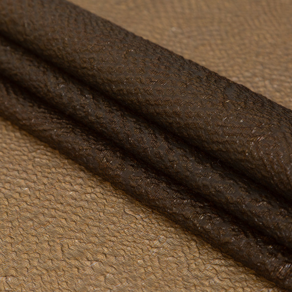 Metallic Gold Striped Bubble Wrap Organza Brocade