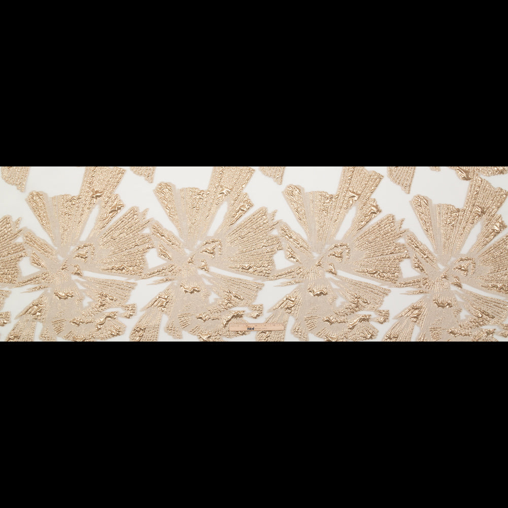 Metallic Gold and Ecru Large-Scale Burnout Floral Luxury Brocade