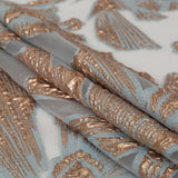 Metallic Gold and Blue Large-Scale Burnout Floral Luxury Brocade
