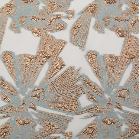 Metallic Gold and Blue Large-Scale Burnout Floral Luxury Brocade