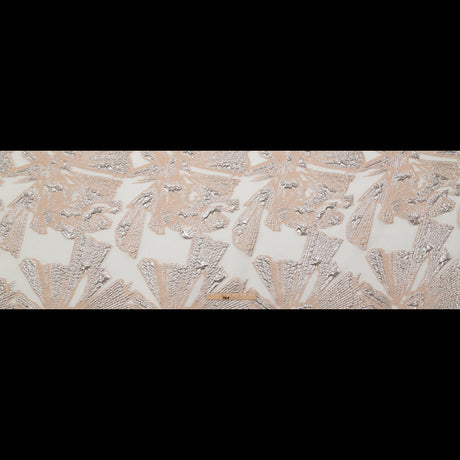 Metallic Silver and Peach Large-Scale Burnout Floral Luxury Brocade
