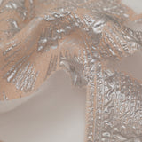Metallic Silver and Peach Large-Scale Burnout Floral Luxury Brocade